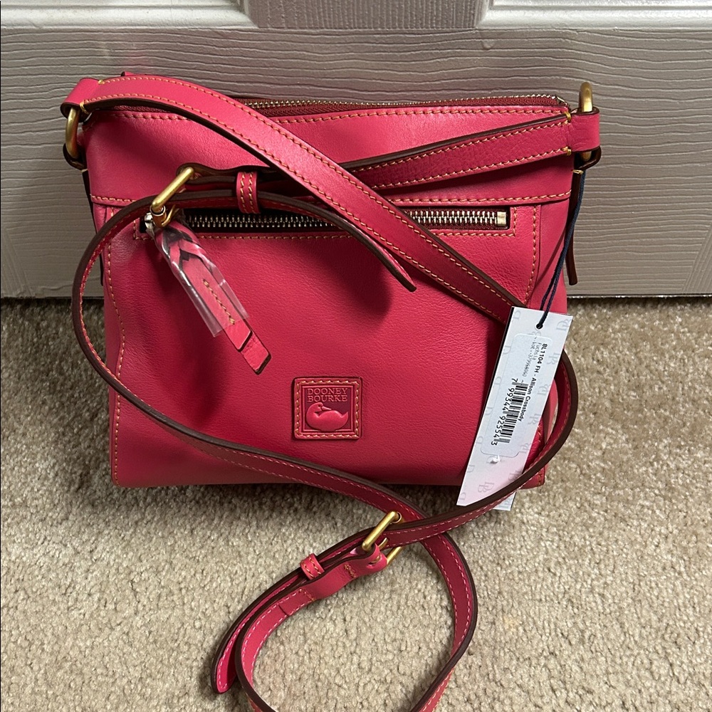 Dooney and Bourke Florentine Allison Crossbody in Fuchsia with matching wallet - Picture 3 of 8